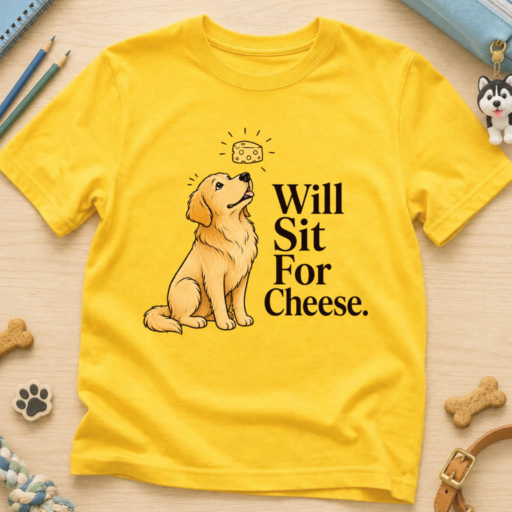 Will Sit For Cheese Kids Tee