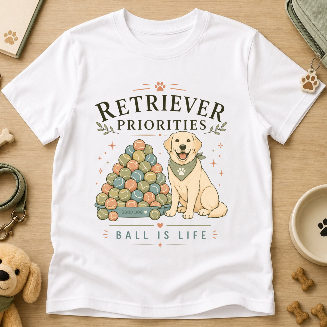 Retriever Priorities Ball is Life Kids Tee