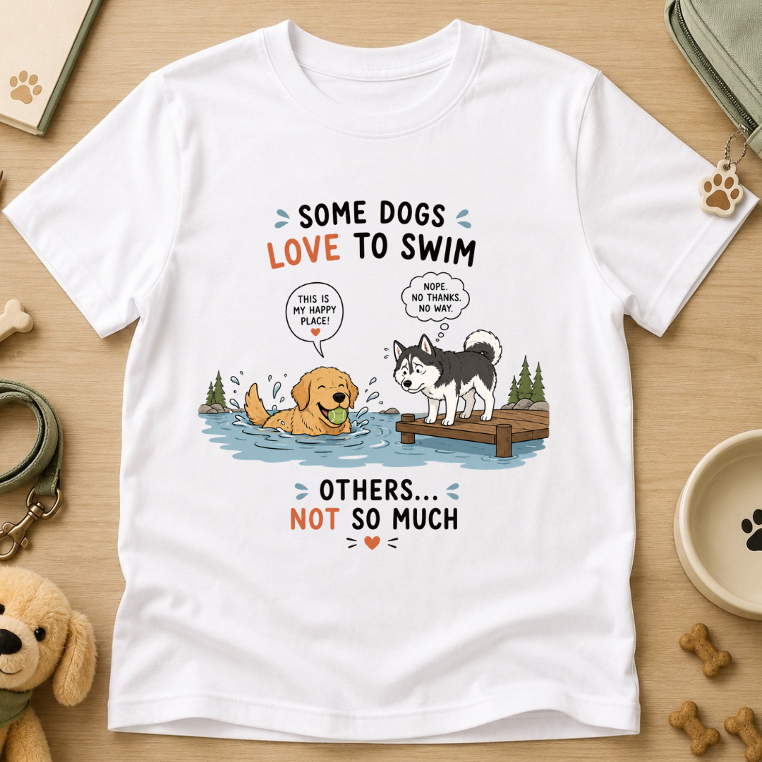 Some Dogs Love to Swim Kids Tee