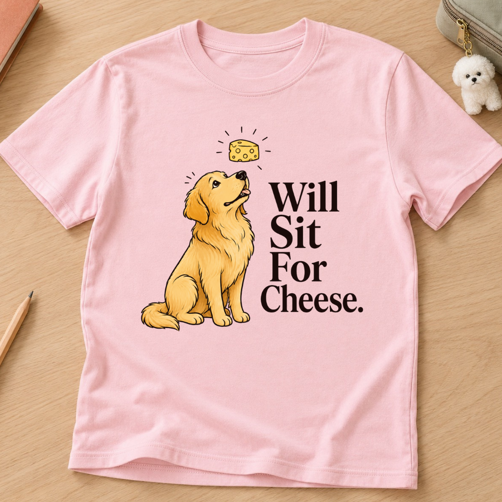 Will Sit For Cheese Kids Tee